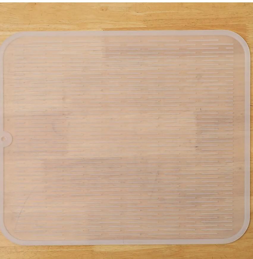 Silicone Dish Drying Mat for Multiple Usage,Easy clean,Eco-friendly,Heat-resistant Silicone Mat for Kitchen Counter or Sink,Refrigerator or Drawer Liner Translucent XL 18 inches x 16 inches