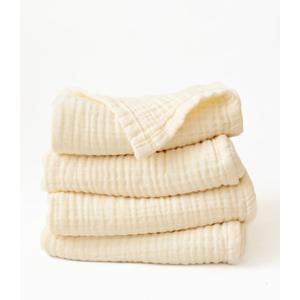 Muslin Hand Towel Pack of 4 18"x34" Inch Large Size, 100% Turkish Cotton, Thin, Soft, Quick-Dry, Lint-Free, Hand Towels (Natural, Pack of 4 Hand Towels)