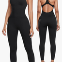Womens Workout Jumpsuits Seamless Yoga Gym Bodycon Rompers Sexy Racerback Tummy Control Padded Bra Unitard, Large 