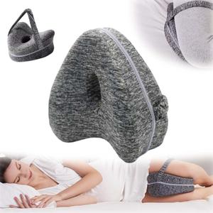 Revoget Alignment Pillows for Side Sleepers, 2025 New Revoget Hip Alignment Pillow, Relieve Hip Pain & Sciatica, with Adjustable Strap (Grid Blue) (Grey-1)