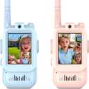 Video Walkie Talkies for Kids, 2 Pack Rechargeable Kids Walkie Talkies, Screen Display and Voice Changer, Indoor Outdoor for Boys and Girls, Age 3-12 (Blue & Pink)