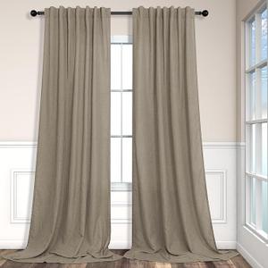 Pitalk Taupe Curtains 101 nches Long for Living Room 1 Panel Sets Burlap Curtain Back Tab Neutral Modern Farmhouse Window Privacy Semi Sheer Linen Drape Pinch Pleated Look Curtain Dark Brown 101 Length