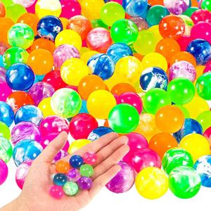 Leitee 500 Pcs Bouncy Balls Bulk, 0.7 Inch/ 18 mm Small Neon Swirl Bouncing Balls for Vending Machine, Kids Birthday Party Favors and Class Prizes (500 Pcs)