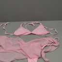 WDIRARA Women's 3 Piece Triangle Bikini Swimsuit Halter Bathing Suit with Cover Up (Large, Pink)