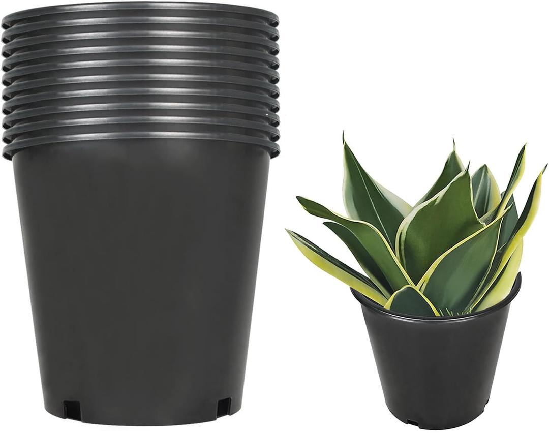findmall 1/2/3/5/7/10/15 Gallon Pots for Plants, 2 Gallon Premium Nursery Plastic Planter Flower Herb Vegetable Garden Grow Pots with Drainage Holes for Outdoor and Indoor Use, Black, 10 Pack findmall 1/2/3/5/7/10/15 Gallon Pots for Plants, 2 Gallon Premium Nursery Plastic Planter Flower Herb Vegetable Garden Grow Pots with Drainage Holes for Outdoor and Indoor Use, Black, 10 Pack