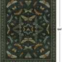 Hazo Haus Dark Green Insect Area Rugs 8x10 for Living Room, Dining Room Under Table, Bedroom, Unique Washable Floral Non Slip Low Pile Soft Rug
