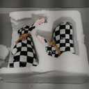 Yookeer 2 Pcs Easter Black and White Bunny Decor Easter Check Plaid Rabbit Statues Gift Decorations for Spring Home Decorative Bunny Ornaments for Table Centerpiece Living Room Decor