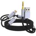 USB C Lightning to 3.5mm Aux Audio Cable, 2 in 1 Type C Lightning to 3.5mm Car Aux Stereo Headphone Jack Cable with PD Charging Compatible with iPhone 15 Pro/14/13, Galaxy S24/S23 6.6FT