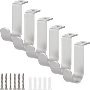 Sumnacon Ceiling Curtain Rod Brackets Set of 6 Metal Curtain Rod Bracket for Ceiling Curtain Rod Holder for 1 Inch Rod Sturdy Silver Ceiling Mount Curtain Rod Hooks for Bedroom Living Room