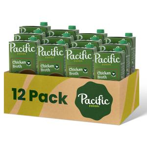 Pacific Foods Free Range Chicken Broth, 32 oz Carton (Pack of 12) BB Date: 07/20/2025