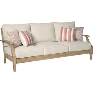 Signature Design by Ashley Clare View Coastal Outdoor Patio Eucalyptus Sofa with Cushions, Beige (Brown) Signature Design by Ashley Clare View Coastal Outdoor Patio Eucalyptus Sofa with Cushions, Beige (Brown)