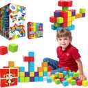 Magnetic Building Blocks & Magnetic Puzzle Toys for Toddlers, Large Building Blocks Cubes 1.65 Inches, Sensory & Montessori Toys for Boys & Girls 1 2 3 Years Old(40pcs)