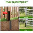 Fence Post Repair Kit，Heavy Duty Steel Fence Post Anchor Ground Spike ，Quick Fix Broken/Leaning Wood Posts with，and Fixed Fence Posts(One-Piece 33.7",2 pcs)