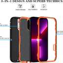 Phone Case for iPhone 13 Pro Case with HD Screen Protector, Heavy Duty Shockproof & DustProof & Dropproof 3-Layer Cover Phone Case for iPhone 13 Pro (6.1'') (BlackOrange)