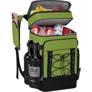 Cooler Backpack - 40 Cans Insulated Backpack Cooler for Men & Women, Portable 2 Leak Proof Compartments Coolers Bag for Beach Travel Picnic Lunch Hiking BBQ Camping - MIYCOO (Green)