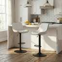 YOUNIKE Bar Stools Set of 2 for Kitchen Island, White Faux Leather Padded Bar Stools, Adjustable Barstools with Back, Modern Tall Bar Stools with 300LBS Support, Counter Height Swivel Bar Chairs