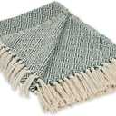 DII Diamond Throw Collection Cotton Woven, 50x60, Hunter Green