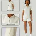 Women's Slim-Fit Polo Shirt - UV Protection, Moisture-Wicking, Stretchy Fabric for Golf & Daily Wear (M)