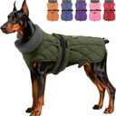 Dog Winter Jacket, Adjustable Water-Resistant Dog Warm Coat with Fleece Lining, Windproof Cold Weather Coats for Winter, Reflective Snow Jacket for Labrador Golden Retriever, NewGreen XL