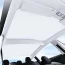 Sunshade for Tesla Model 3 2024-2026 Highland, Sunroof Heat Shield with UV Protection, Foldable Roof Sun Shade Accessories for Model 3 (Gray) - 12Pcs Clips