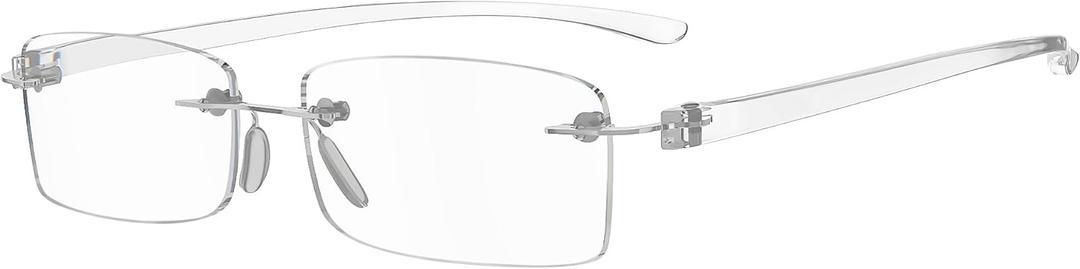 Eyekepper Reader Small Lens Rimless Reading Glasses Men Women (Transparent Arm)