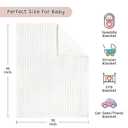 2 x Luxury 3D Jacquard Baby Blanket, Flannel Fleece Nursery Blanket with Grid Pattern, 30 x 40 Inch Soft Throw for Infants & Toddlers (Ivory Cream)