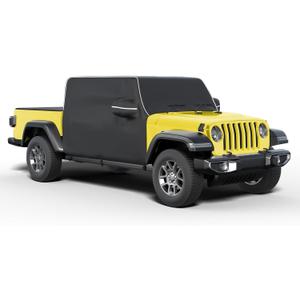Gladiator Cab Cover for Jeep Gladiator JT 2020-2024 4 Door 600D Oxford Gladiator Cover with 6 Gust Hooks Half Cover Protect from Sunshine, UV, Snow, Rain, Wind, Scratch Resistant Black