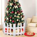 16" Extra Tall Christmas Tree Fence,10PCS Heavy Duty Wooden Baby Gate Around Christmas Tree Gate,Thickened White Picket Fence Barrier for Dogs,Cats&Kids,Tree Fence Border Decoration