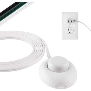 Philips Plug-in Footswitch, 9 Ft, 1-Outlet Flat Plug Extension Cord, Flat Extension Cord with Switch ON/Off, 2 Prong Extension Cord, 120V Long Extension Cord, 1 Pack, White, 1 Pack, SPS1036WF/37
