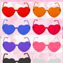 18 Pairs Heart Sunglasses Rimless Heart Shaped Glasses Bulk Pack for Women Colored Party Birthday (Purple)