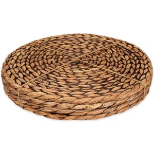 CENBOSS Woven Placemats (13.5" Set of 4, Brown Wash) Round Placemat, Wicker Place mats, Rattan Place mat, Plate Chargers