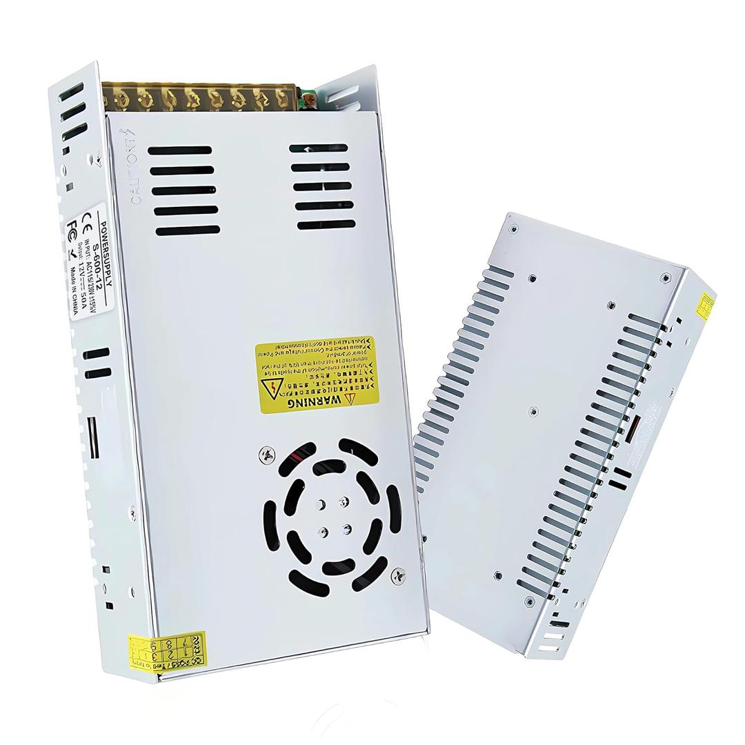 AC to DC Converter 110V to 12V 50A 600W Power Converter, AC 110V 220V to DC 12V Universal Switching Regulated Power Supply SMPS Transformer AC to DC Adapter for LED,CCTV,RV (DC12V-50A-600W)
