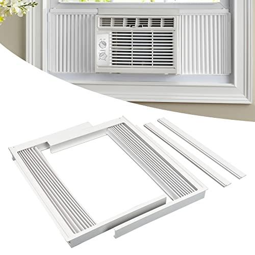 Forestchill Window Air Conditioner Side Panel with Frame, Fit Most 8,000 BTU Units, Room AC Accordion Filler Curtain Kit Replacement, Include Window AC Side Panels & Frames