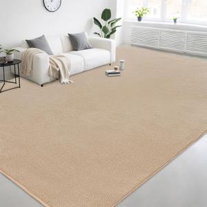 Large Modern Area Rugs for Living Room Bedroom, 9x12 Feet Beige Ultra Soft Thickened Memory-Foam Indoor Rug, Comfy Aesthetic Solid Minimalist Carpets for Girls Boys Nursery Dorm Home Decor
