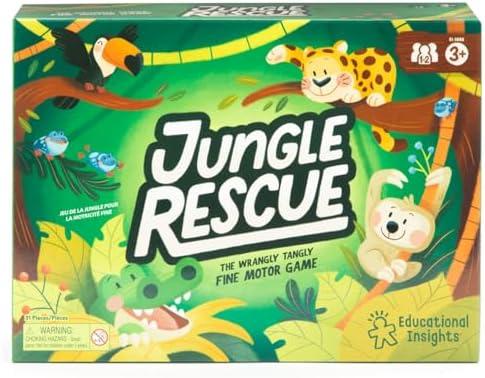 Educational Insights Jungle Rescue - Cute Preschool Board Games for Kids, Toddler Fine Motor Skills, Animal Matching Games for Toddlers 3-5, 2-Players, Boys and Girls Ages 3+