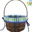 JOYIN Easter Woven Basket with Lining, Brown Wooden Eggs Basket with Handle for Picnic, Kids Party Supplies, Easter Egg Hunt,Storage, Decor, Filling with Candy