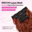REECHO Curly Clip in Hair Extensions, 4PCS 24 inch Long Hair Extensions Clip ins Lace Weft Natural Hairpieces for Women Daily, Copper Red