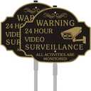 No Trespassing - This Property Has Video Surveillance Sign（2 Pack）,11" X 8" X 0.04" Metal Sign & 28" Metal Stakes,-Reflective Aluminum,Fade Resistant and Weather Resistant.