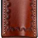 Hulara Genuine Leather Knife Sheath  Handmade Leather Knive Holder with Belt Loop, Fits 4-10" Blade  Fixed Blade Knife Sheaths, Knifes Scabbard for Belt (8 inch, Brown Zig-zag)