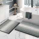 BSICPRO Bathroom Rugs and Mats Sets, 2 Piece Thick Absorbent Chenille Non Slip, Soft Shaggy Bath Room Floor Mats for Bathroom, Machine Washable (Blue Grey, 20" x 32" Plus 16" x 24")
