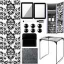 24 Pcs Locker Accessories Kit First Day of School Essentials with Locker Shelf Wallpaper Mirror Pen Holder Locker Rug Whiteboard Dry Erase Marker Magnet for Girls School Supplies