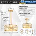 Salaiwei 12 3-Light Modern Crystal Chandeliers Gold Dinning Room Light Fixture, Round Pendant Light Kitchen Island Chandelier, Flush Mount Ceiling Light for Living Room Entryway Bedroom Foyer