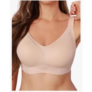 COMFELIE Seamless Wireless T-Shirt Bra, Women No Underwire Full Coverage V Neck Adjustable Straps Everyday Bra & Push Up, XXL