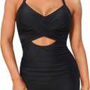 Women's One Piece Swimsuit with Shorts Boyshorts Boyleg 2025 Cutout Bathing Suit Criss Cross Swimwear (Medium, Black)