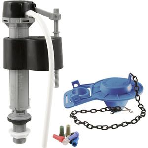 PlumbCraft Universal Toilet Fill Valve and Flapper Kit 7029600, 2-inch Toilet Fill Valve Replacement Kit with 2-inch Toilet Flapper, Toilet Tank Parts for Toilet Repair, Water-Saving Toilet Kit (Black and Blue)