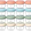 VITEVER [16 Pack] 4 oz Small Containers with Lids, Reusable Plastic Jars for Snack and Puree, Salad Dressing Container to Go, Deli Containers, Freezer Baby Food Containers, Dishwasher Safe, BPA Free