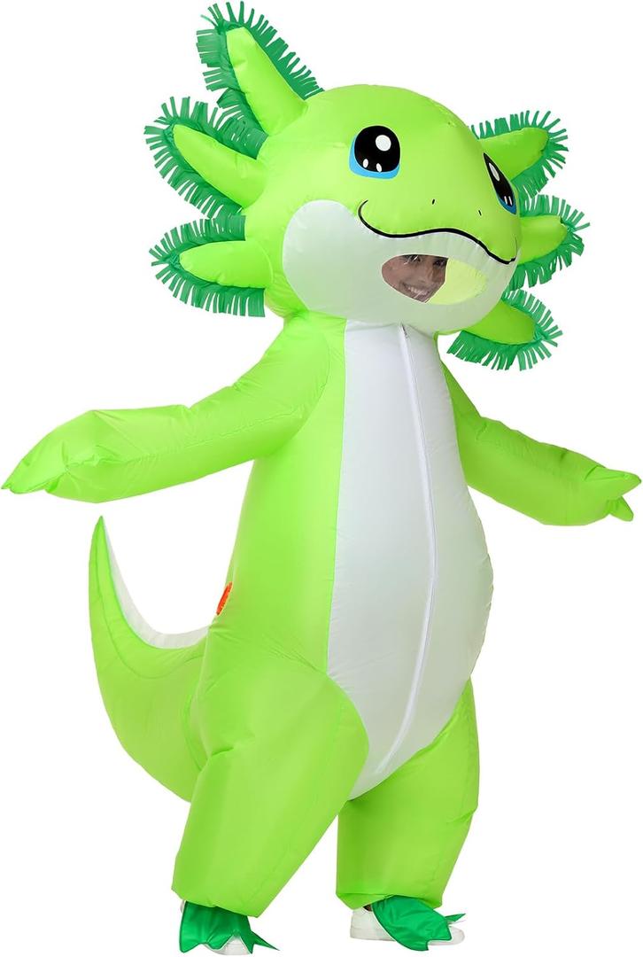 Stegosaurus Inflatable Axolotl Costume Adult Halloween Blow Up Costumes Deluxe Funny Costumes Animal Women Men Cosplay Party Green, One Size