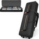 ORKELS 88-Key Keyboard Case with Wheels, 10mm Thick Padded Gig Bag with Adjustable Shoulder Straps & 4 Pockets, Rolling Carrying Bag for Digital Piano, Synthesizer & Electronic Keyboard, For 88 Key-56"x18.1"x6.3"