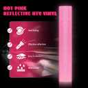 GIRAFVYINL Hot Pink Reflective Iron on Vinyl, Reflective HTV Pink Neon Heat Transfer Vinyl for DIY T-Shirts, Fabric, 12" x 7ft
