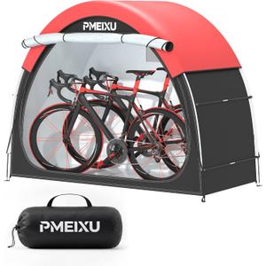 Upgraded Bike Storage Shed Tent, 210D Oxford Fabric PU4000 Waterproof Bicycle Shed, 53" High-Clearance Outdoor Shelter for 2-3 Bikes, Portable Storage for Motorcycles Garden Tools & Lawn Mowers (6.6x2.6FT)
